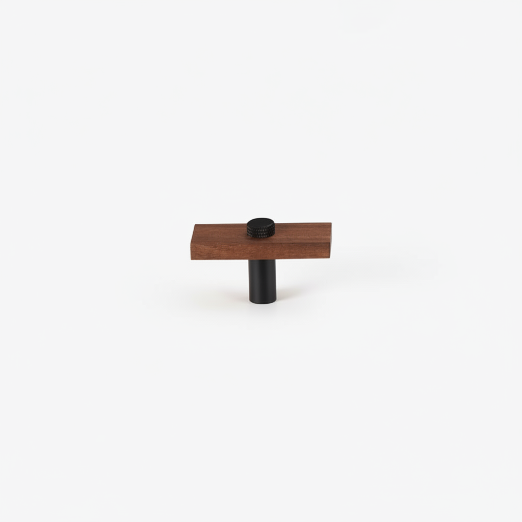Sleek Modern Walnut Brass Cabinet Handles – Industrial Style Hardware
