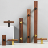Sleek Modern Walnut Brass Cabinet Handles – Industrial Style Hardware