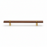 Sleek Modern Walnut Brass Cabinet Handles – Industrial Style Hardware