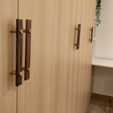 Sleek Modern Walnut Brass Cabinet Handles – Industrial Style Hardware