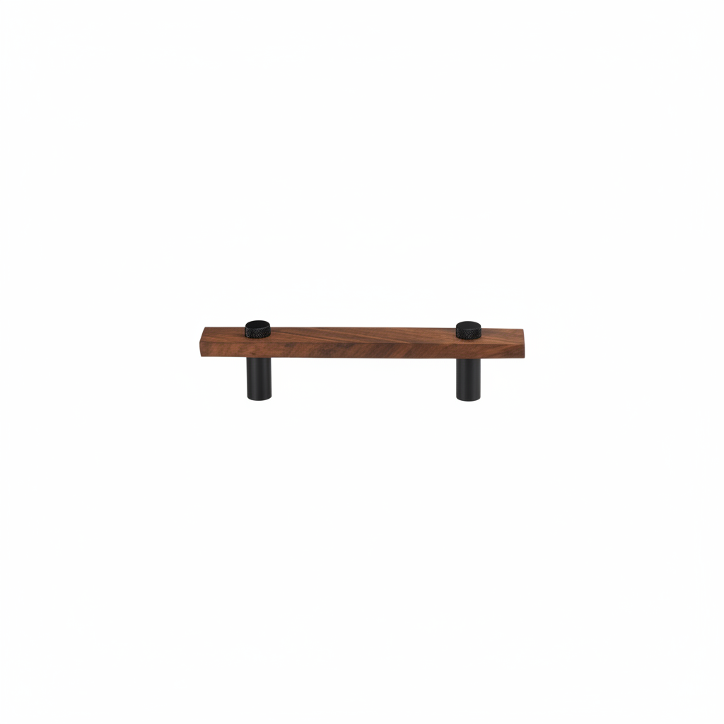 Sleek Modern Walnut Brass Cabinet Handles – Industrial Style Hardware