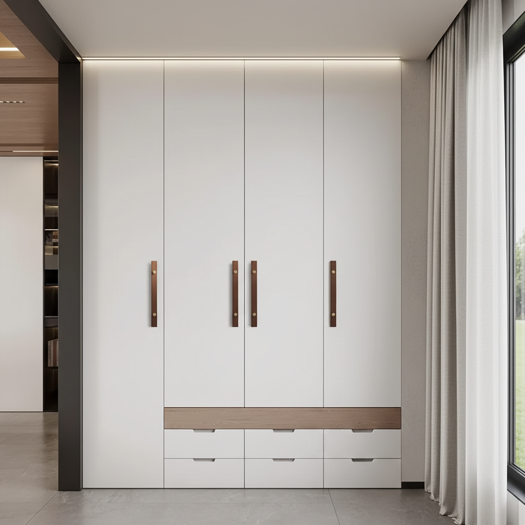 Sleek Modern Walnut Brass Cabinet Handles – Industrial Style Hardware
