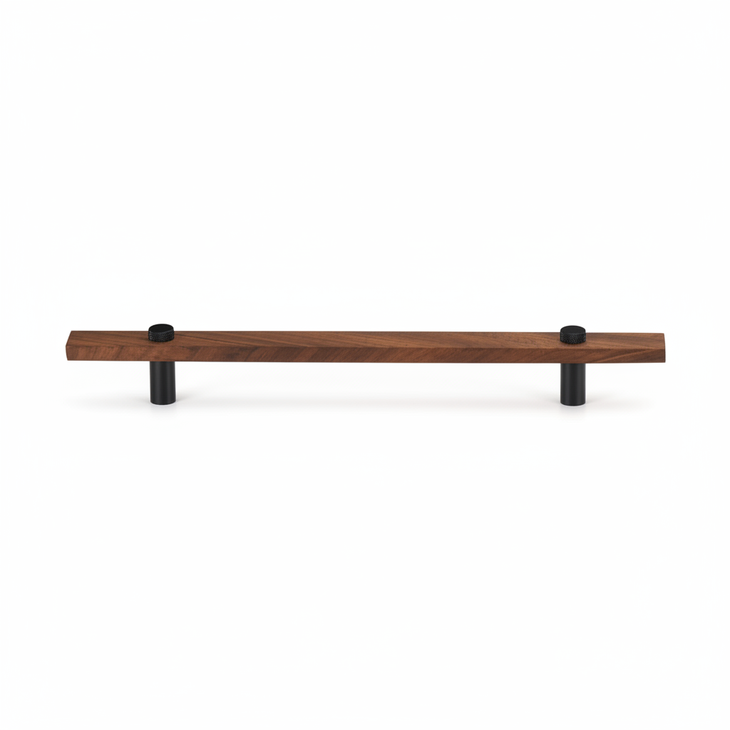 Sleek Modern Walnut Brass Cabinet Handles – Industrial Style Hardware
