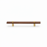 Sleek Modern Walnut Brass Cabinet Handles – Industrial Style Hardware
