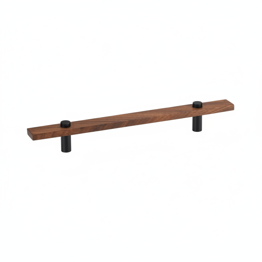 Sleek Modern Walnut Brass Cabinet Handles – Industrial Style Hardware