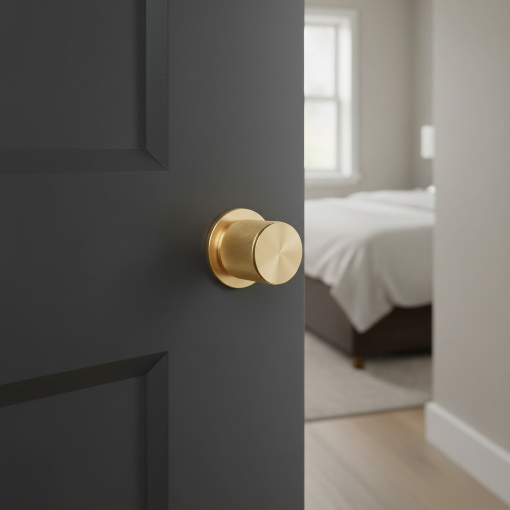 Modern Minimalist Brass Door Knobs –  Bedroom Door Hardware