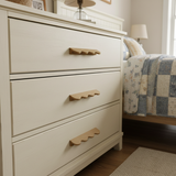 Minimalist Wavy Timber Cabinet Pulls – Scandinavian Walnut Hardware
