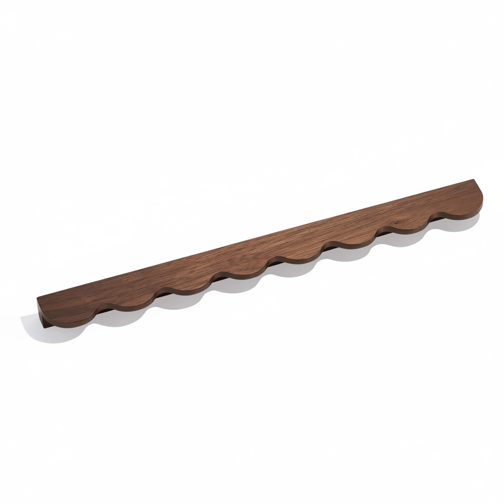 Minimalist Wavy Timber Cabinet Pulls – Scandinavian Walnut Hardware