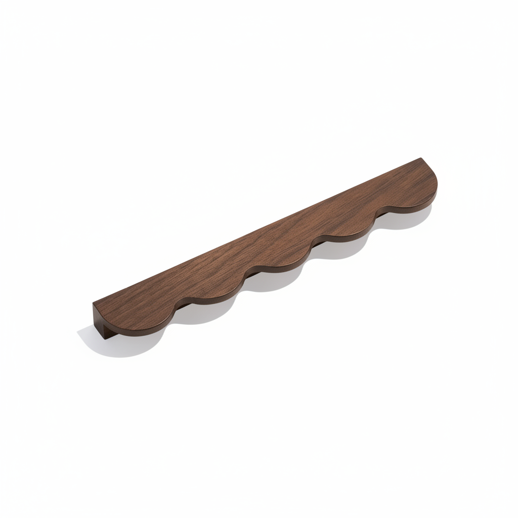 Minimalist Wavy Timber Cabinet Pulls – Scandinavian Walnut Hardware