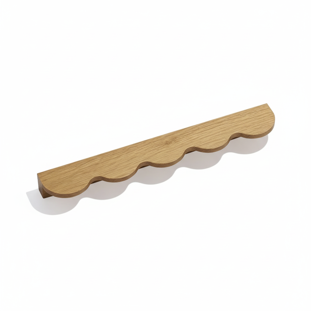Minimalist Wavy Timber Cabinet Pulls – Scandinavian Walnut Hardware