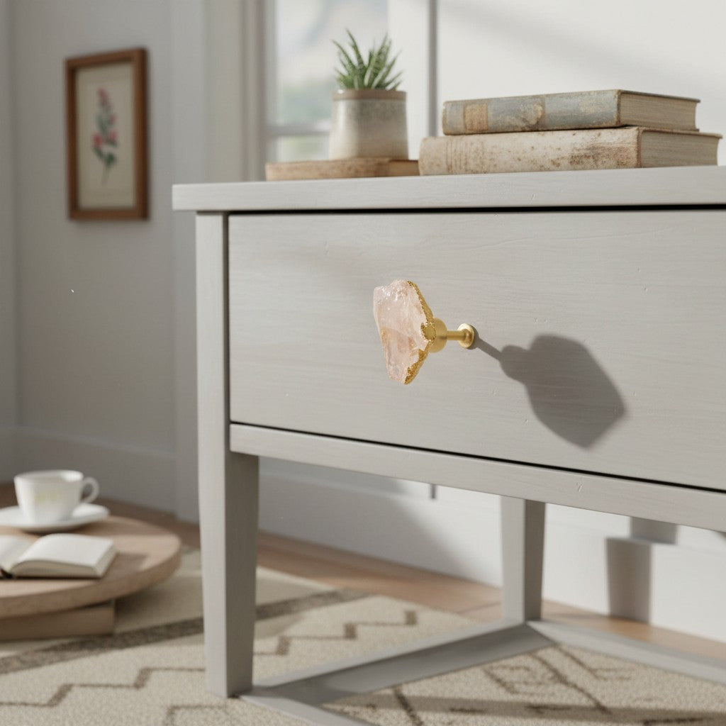 Elegant Natural Crystal Knob – Gold Single‑Hole Cabinet Hardware