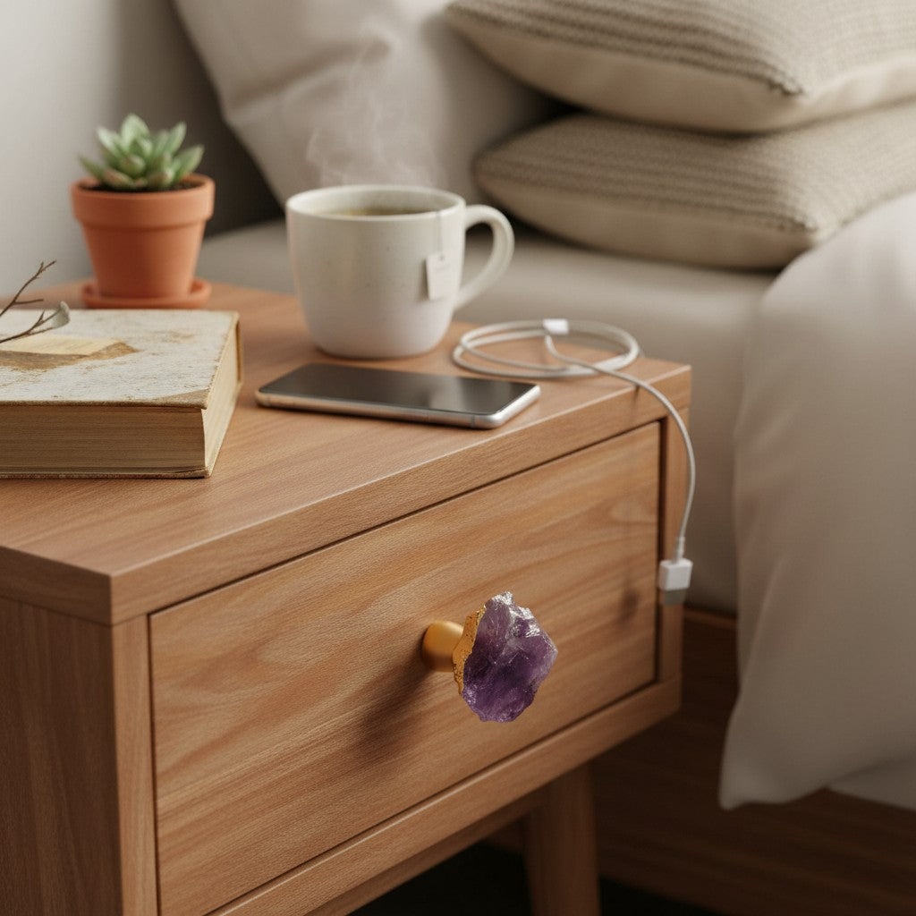 Elegant Natural Crystal Knob – Gold Single‑Hole Cabinet Hardware