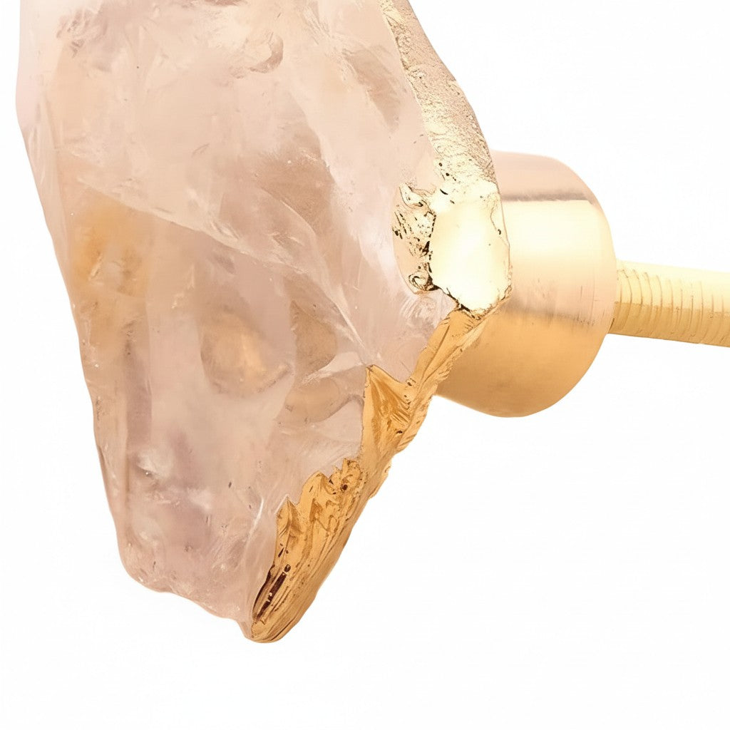 Elegant Natural Crystal Knob – Gold Single‑Hole Cabinet Hardware