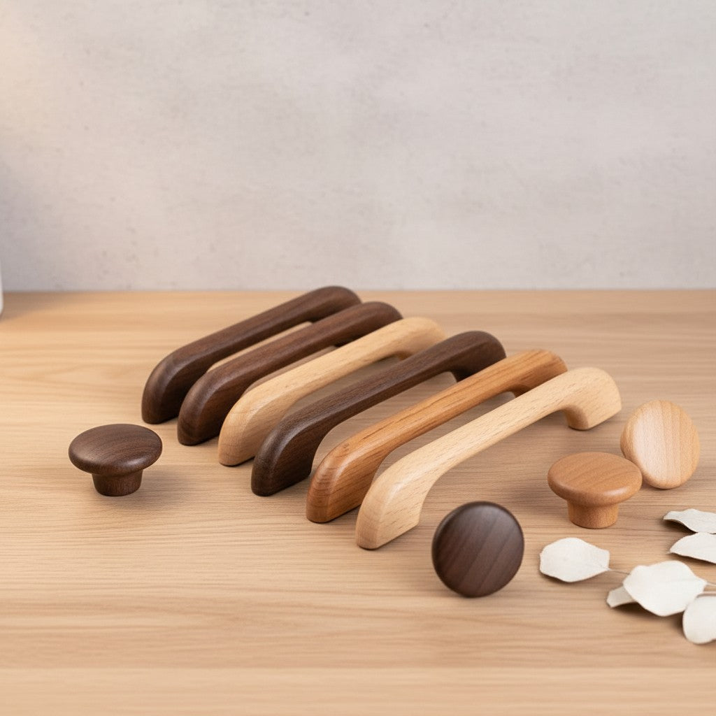 Farmhouse Wood Arch Drawer Pulls & Knobs – Curved Cabinet Hardware for Kitchen