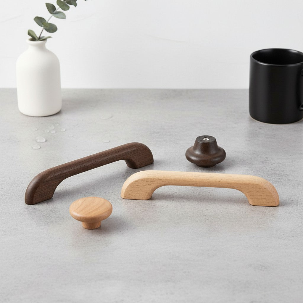 Farmhouse Wood Arch Drawer Pulls & Knobs – Curved Cabinet Hardware for Kitchen