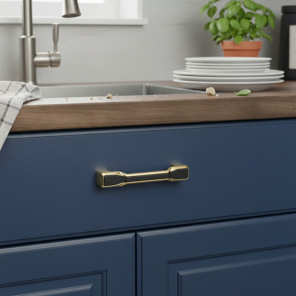 Minimalist Brushed Gold Cabinet Pulls - Round Edge Cabinet Hardware