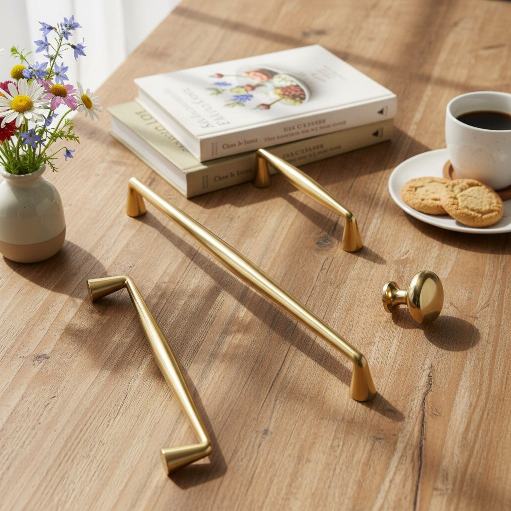 Minimalist Gold Line Drawer Pulls – Polished Brass Cabinet Hardware