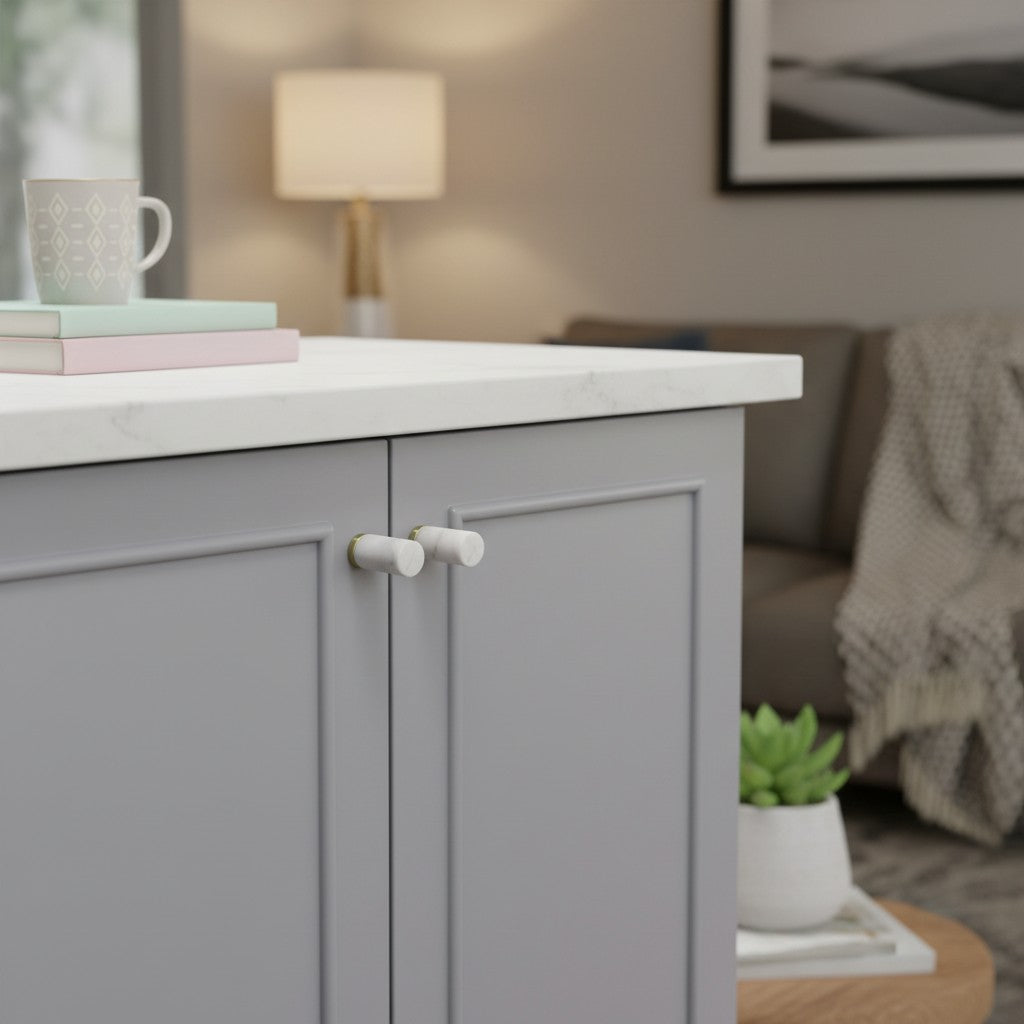 Modern Marble Brass Cabinet Pulls - Elegant Drawer Wardrobe Handles