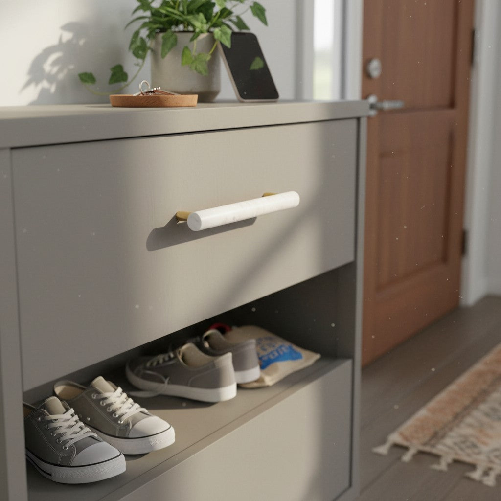 Modern Marble Brass Cabinet Pulls - Elegant Drawer Wardrobe Handles