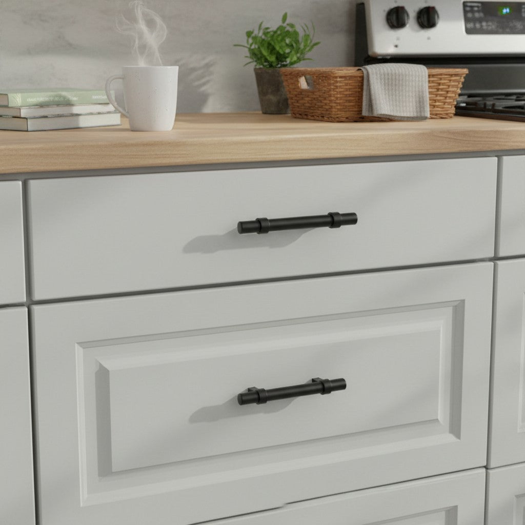 Modern Matte Black Euro Bar Pull Cabinet Handles – Drawer & Cabinet Hardware