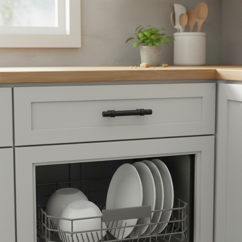 Modern Matte Black Euro Bar Pull Cabinet Handles – Drawer & Cabinet Hardware