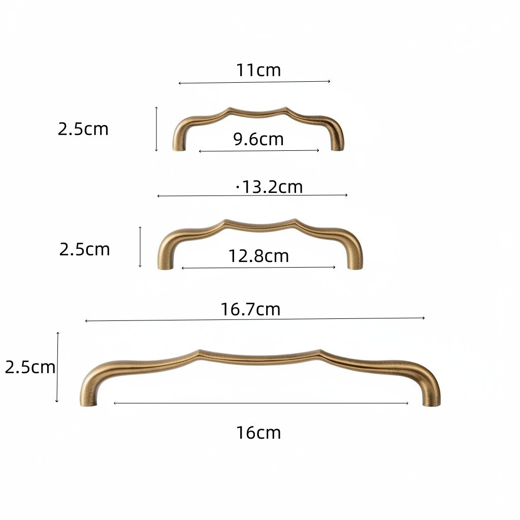 Vintage Ripple Brass Handles - Antique Bronze Cabinet Hardware