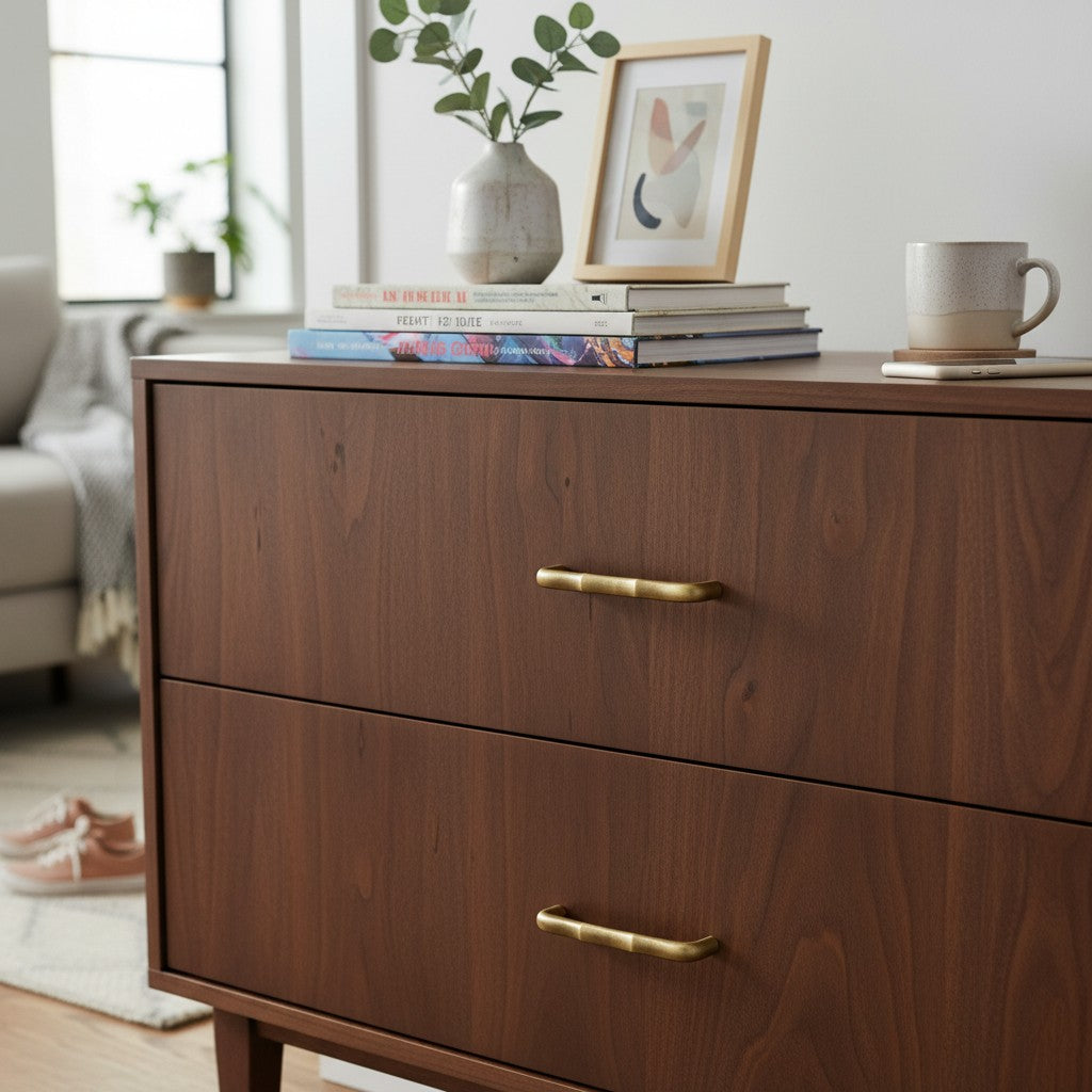 Vintage Ripple Brass Handles - Antique Bronze Cabinet Hardware