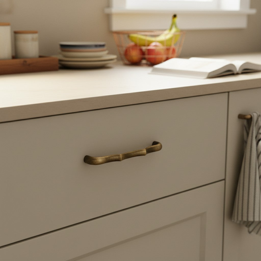 Vintage Ripple Brass Handles - Antique Bronze Cabinet Hardware